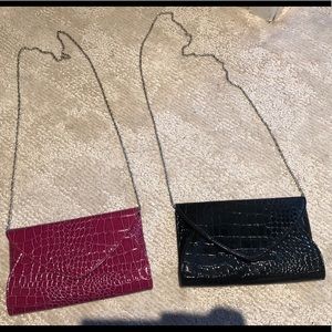 Set of 2 envelope clutches - plum and black